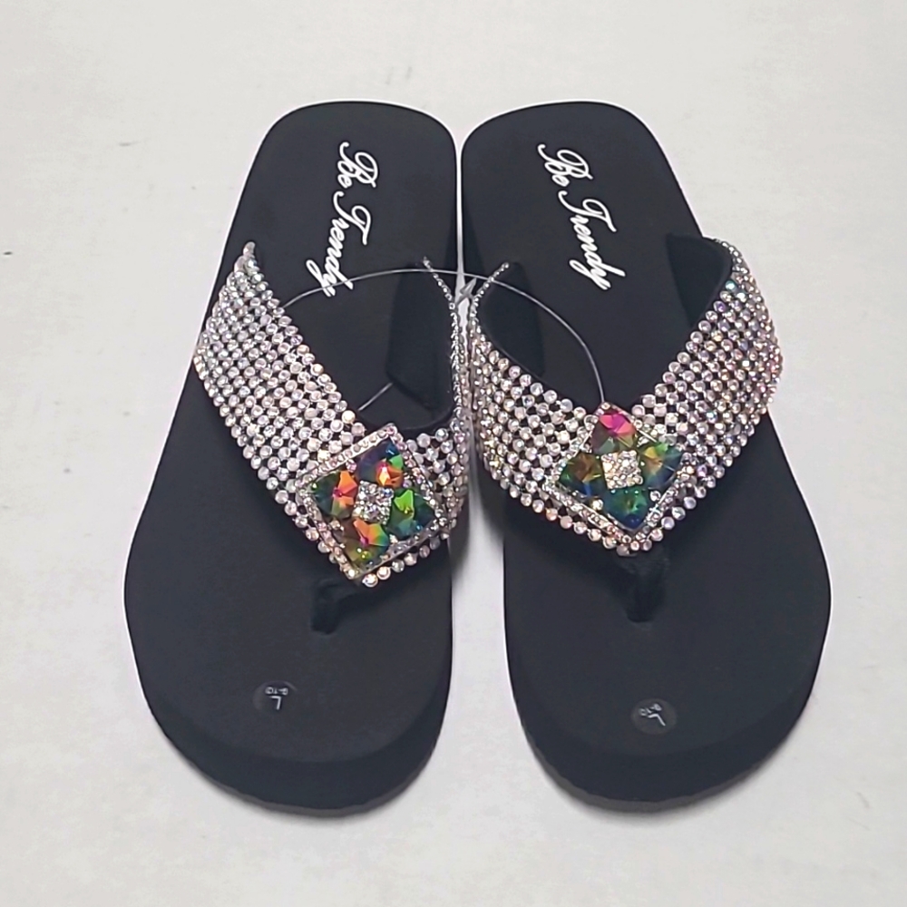 Be Trendy Rhinestone Wedge Sandals